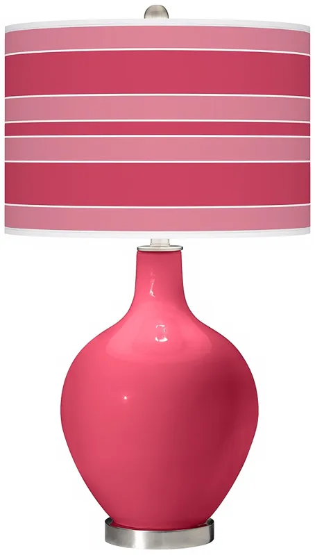 Eros Pink Bold Stripe Ovo Table Lamp