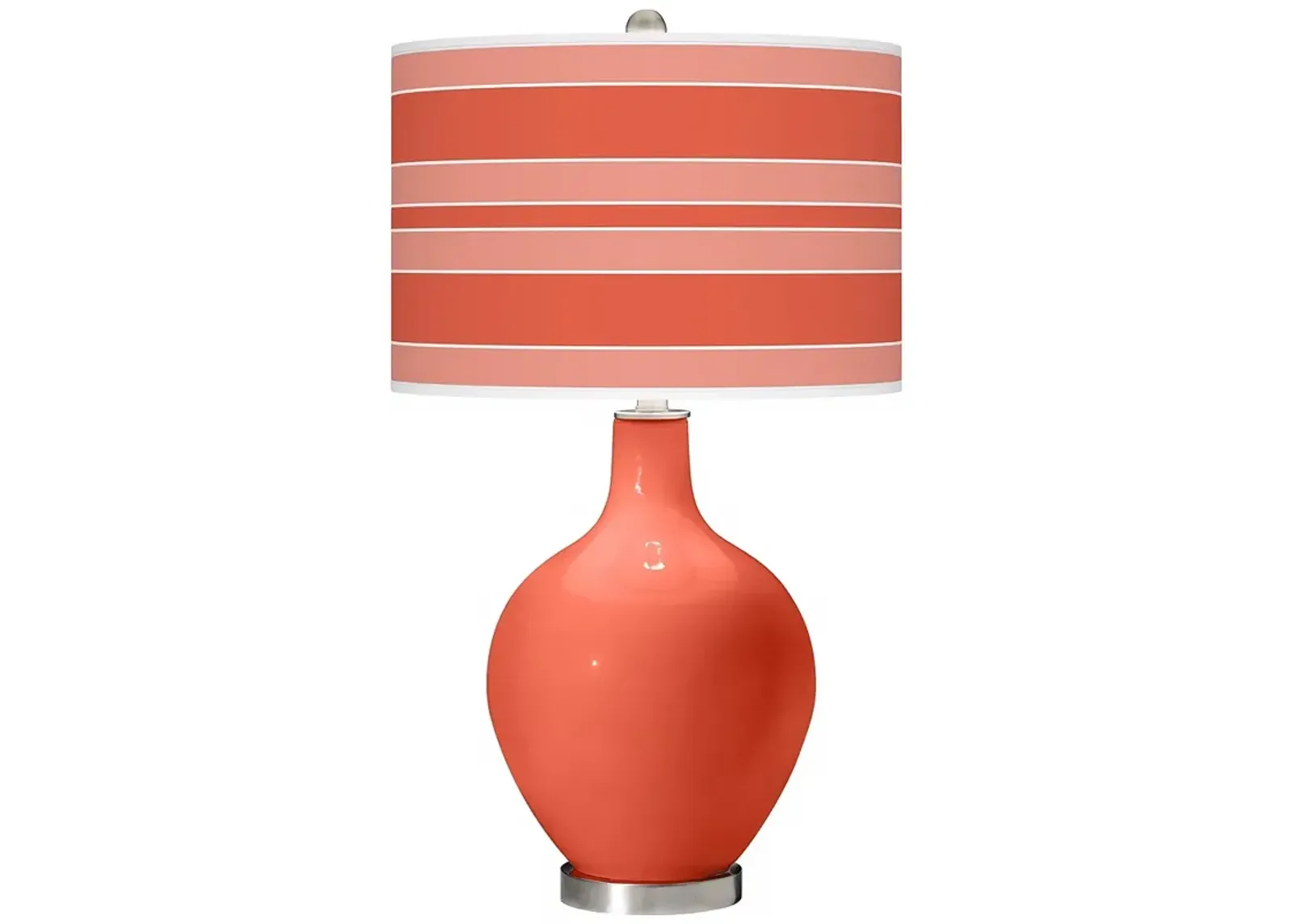 Color Plus Ovo 28 1/2" Bold Stripe Shade Daring Orange Table Lamp