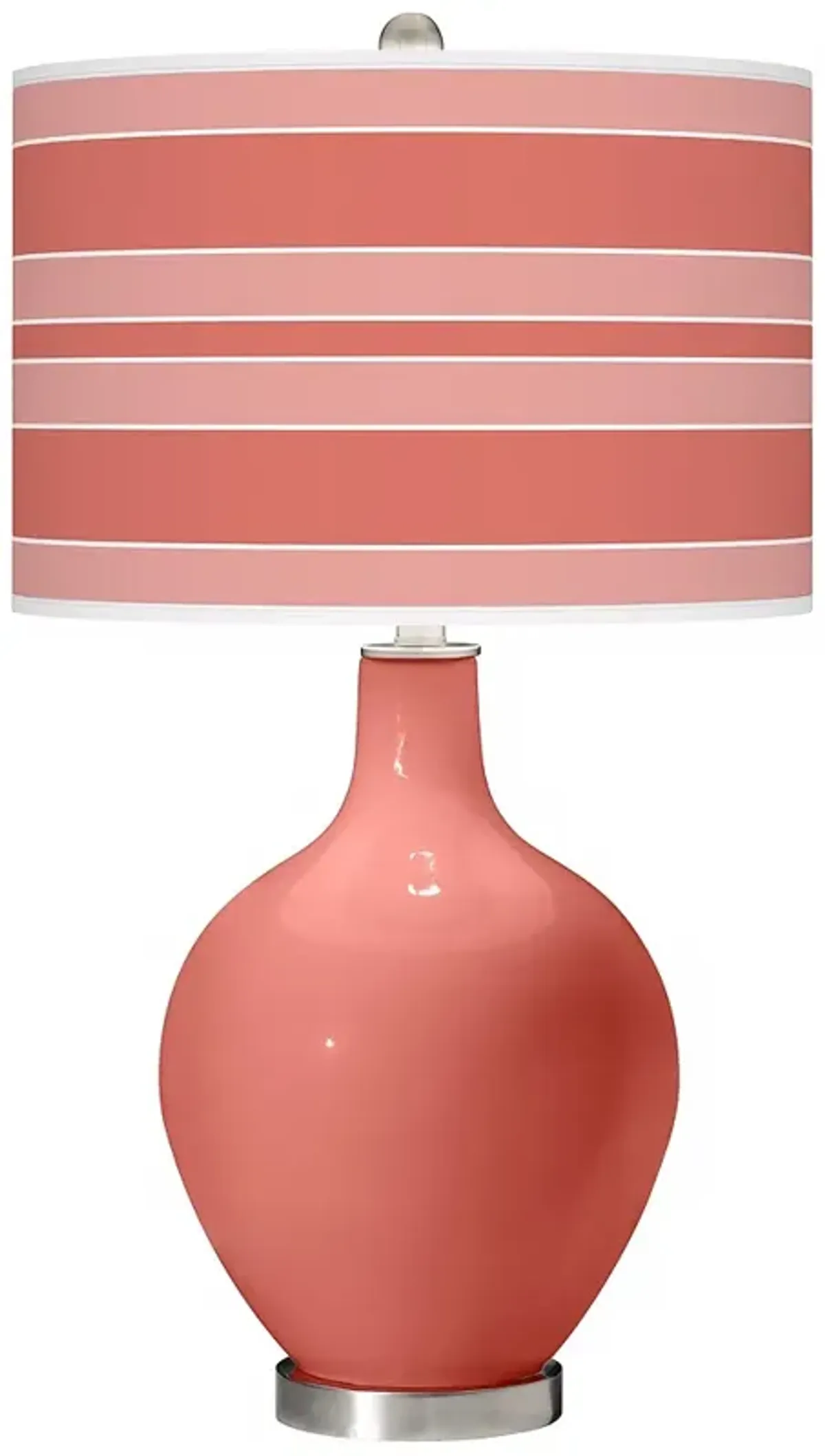 Color Plus Ovo Bold Stripe Coral Reef Pink Table Lamp