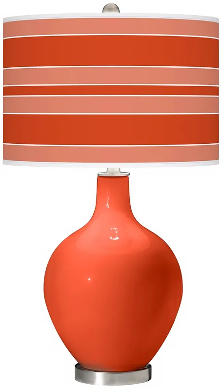 Color Plus Ovo 28 1/2" Bold Stripe Shade Daredevil Orange Table Lamp