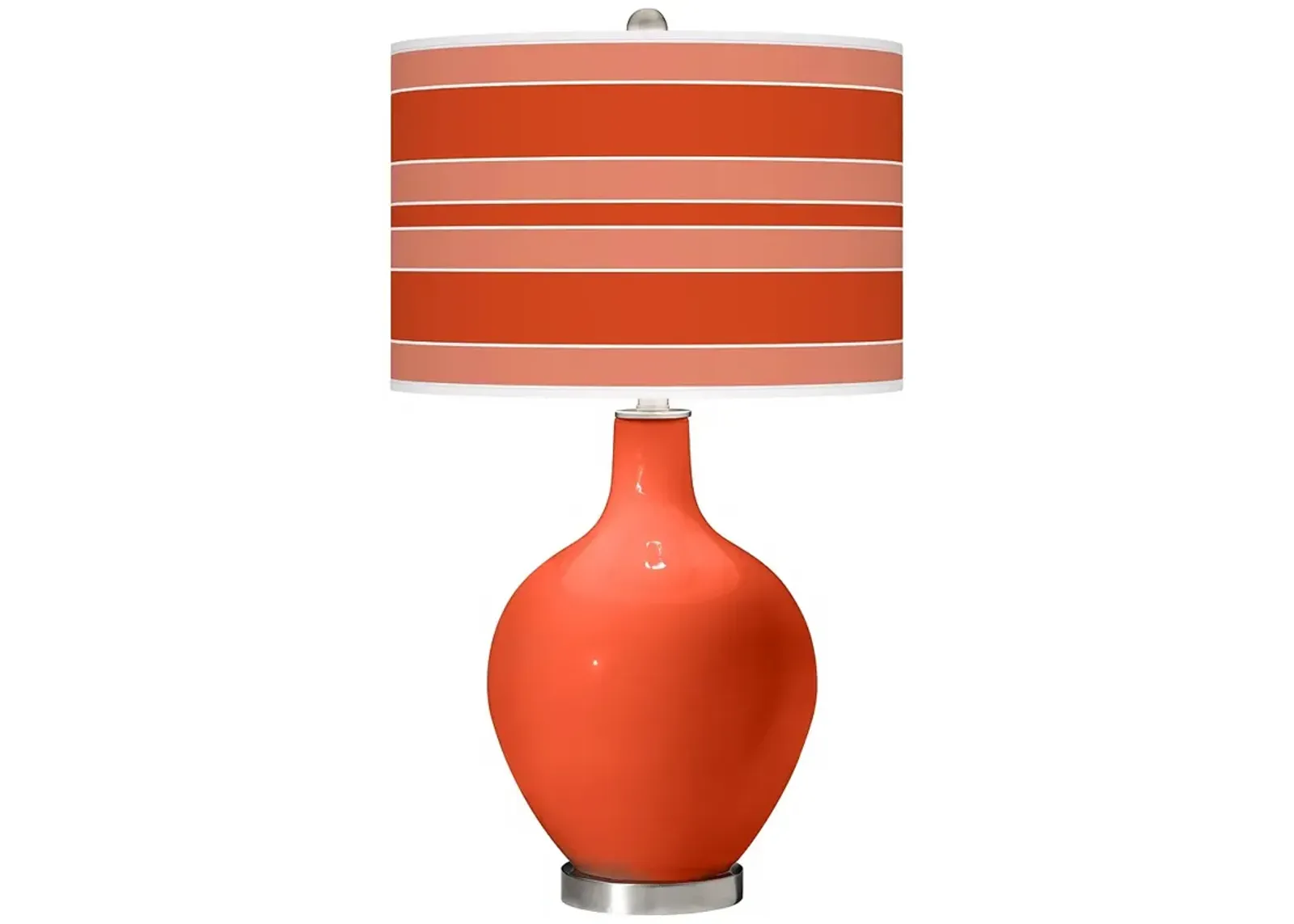 Color Plus Ovo 28 1/2" Bold Stripe Shade Daredevil Orange Table Lamp