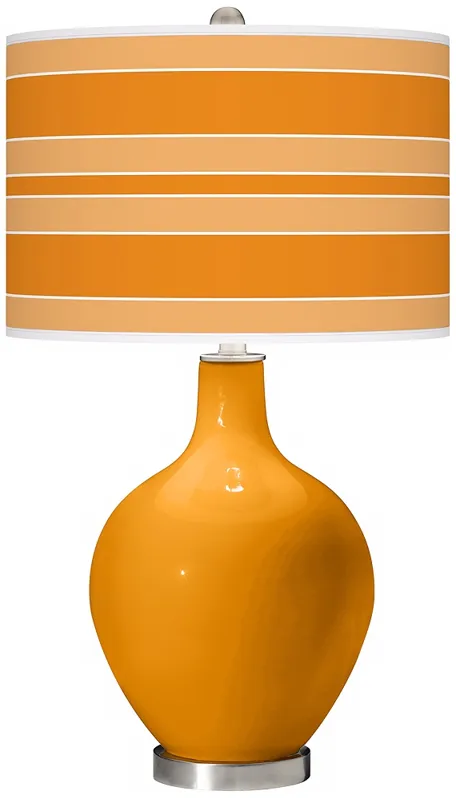 Color Plus Ovo 28 1/2" Bold Stripe Shade Carnival Orange Table Lamp