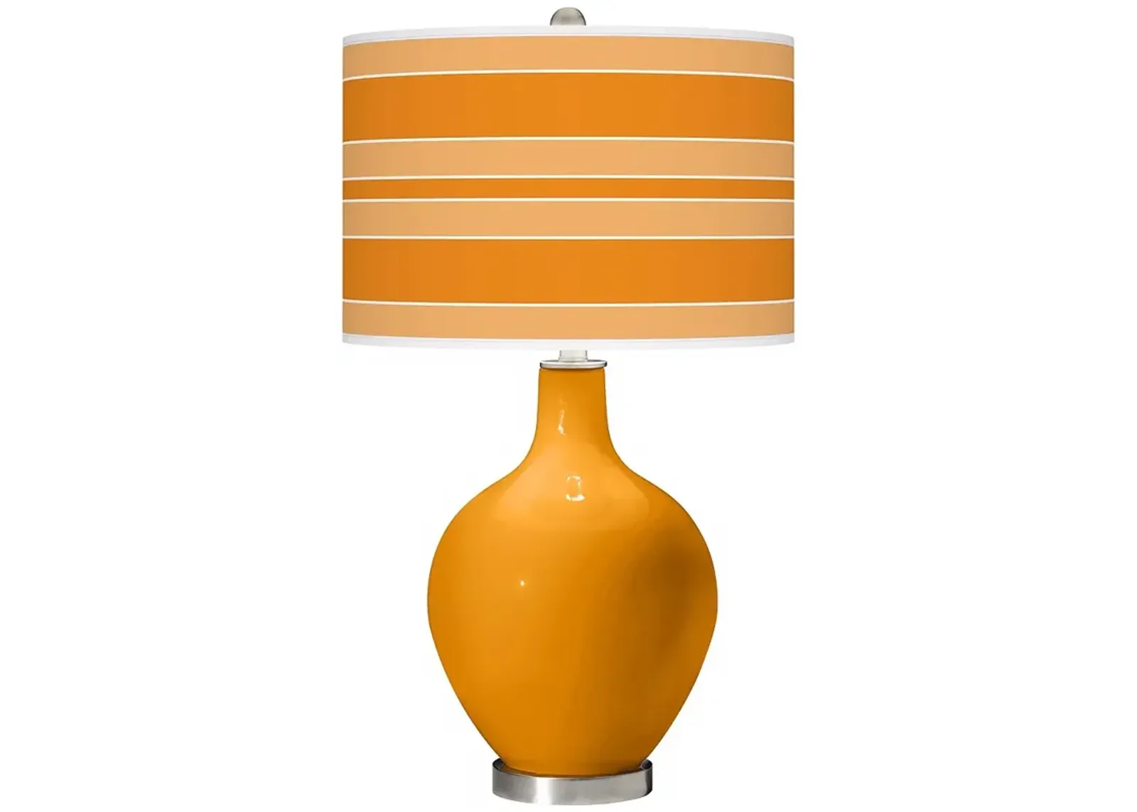 Color Plus Ovo 28 1/2" Bold Stripe Shade Carnival Orange Table Lamp