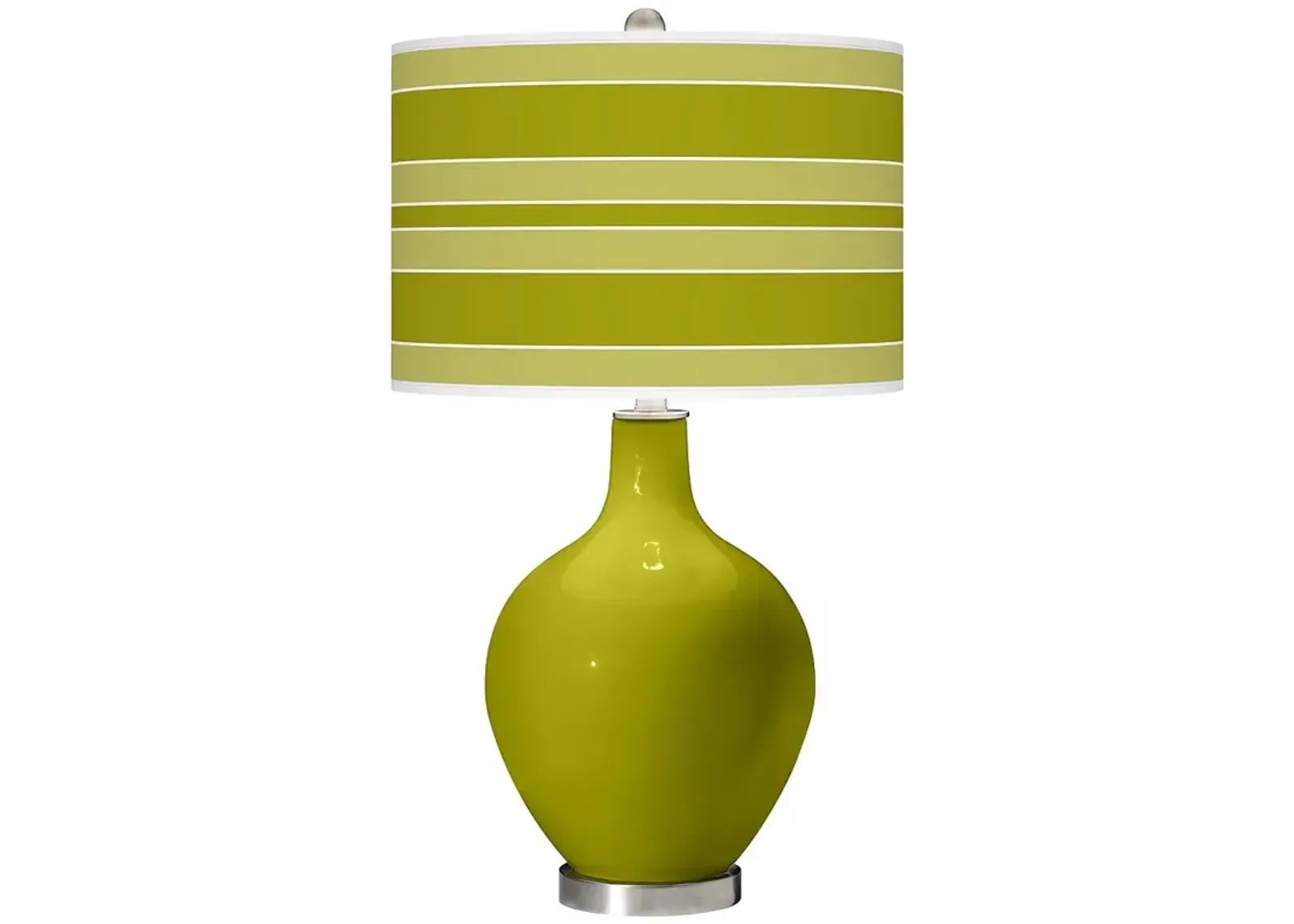 Color Plus Ovo 28 1/2" Bold Stripe Shade Olive Green Table Lamp