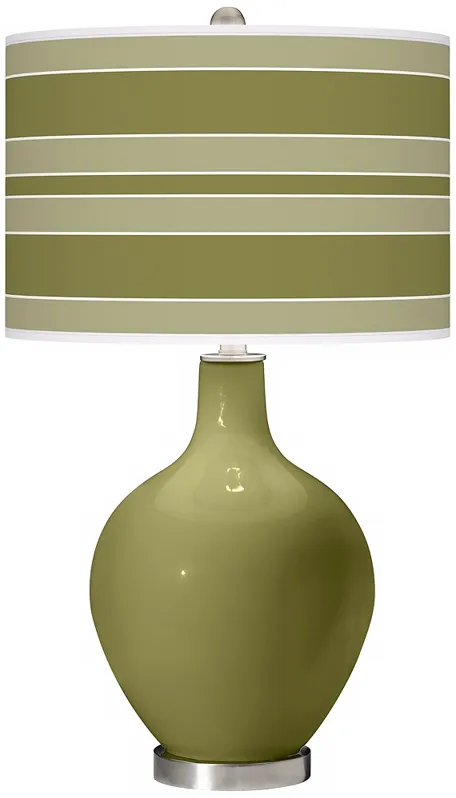 Rural Green Bold Stripe Ovo Table Lamp