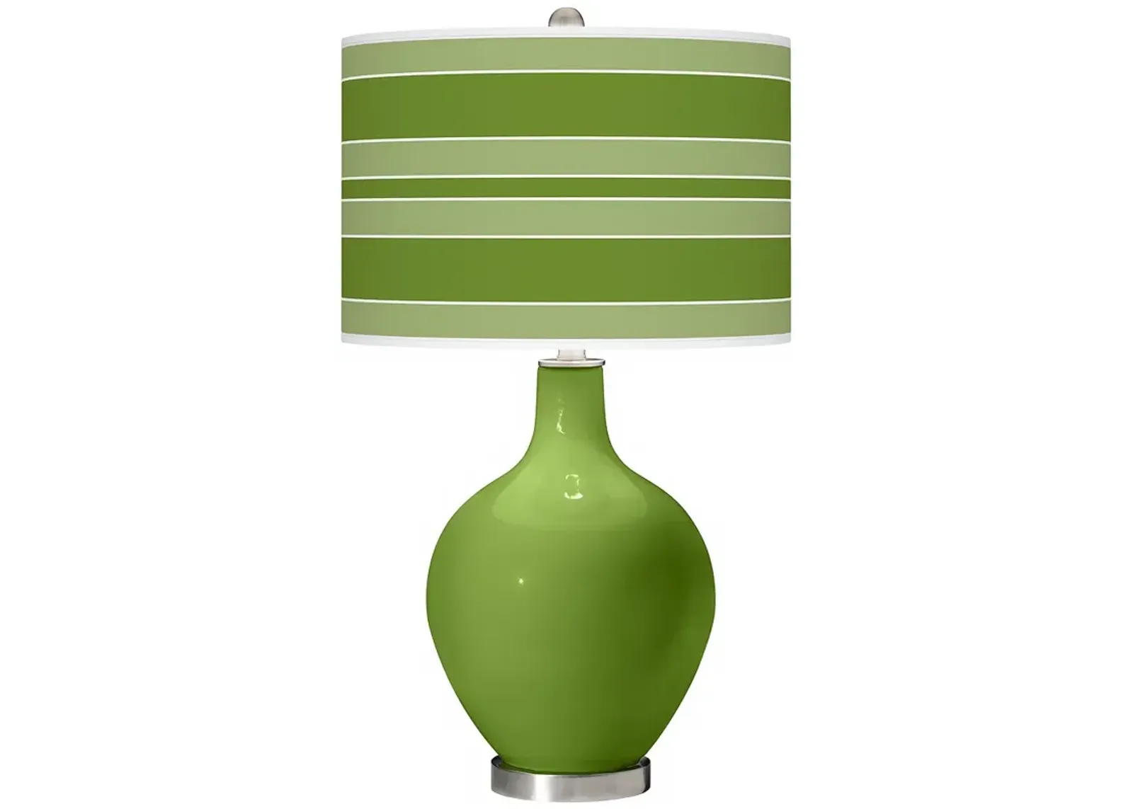 Color Plus Ovo 28 1/2" Bold Stripe Shade Gecko Green Table Lamp