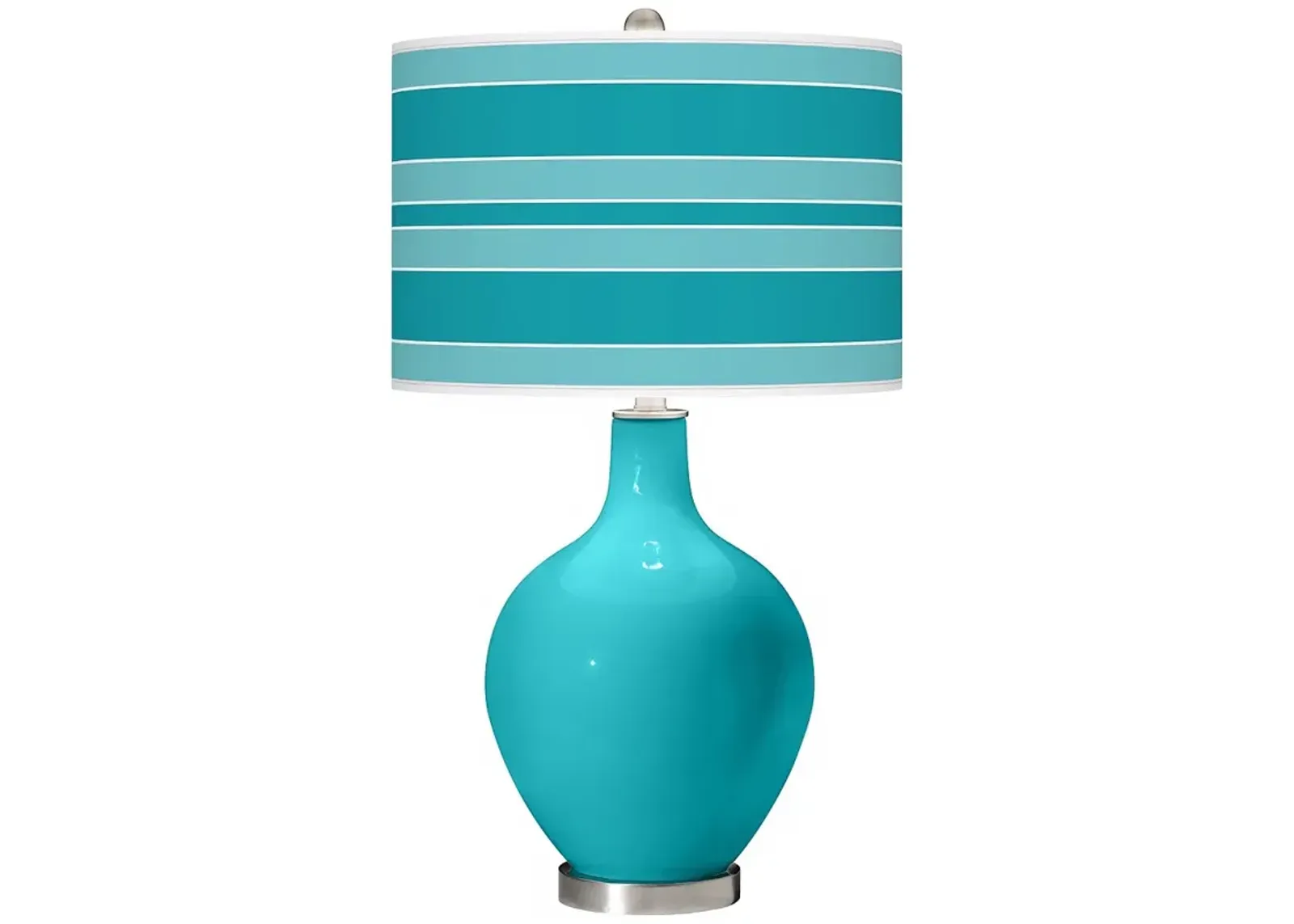 Color Plus Ovo 28 1/2" Bold Stripe Surfer Blue Table Lamp