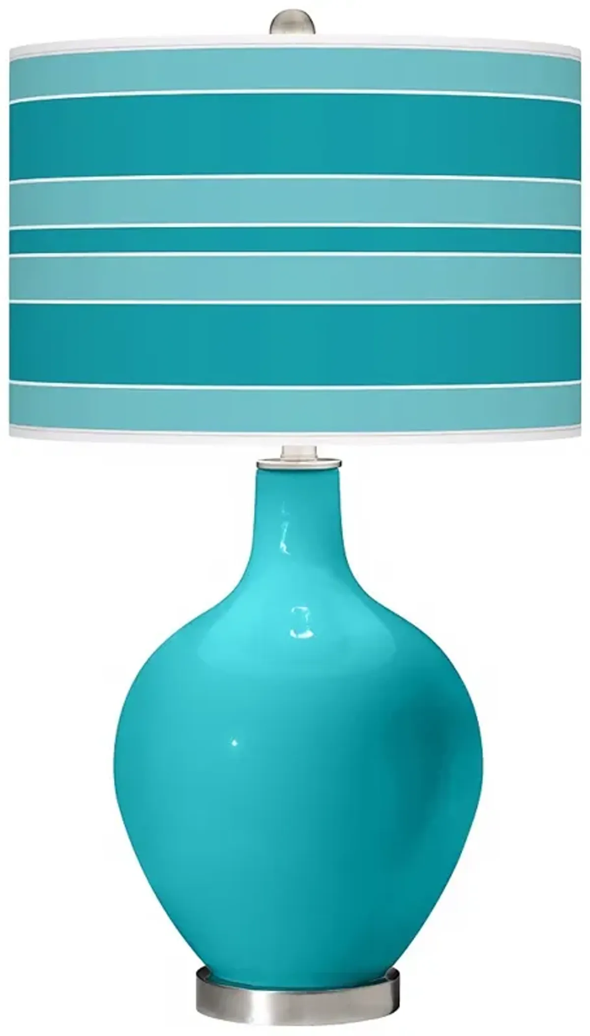 Color Plus Ovo 28 1/2" Bold Stripe Surfer Blue Table Lamp