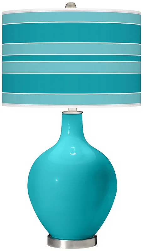 Color Plus Ovo 28 1/2" Bold Stripe Surfer Blue Table Lamp
