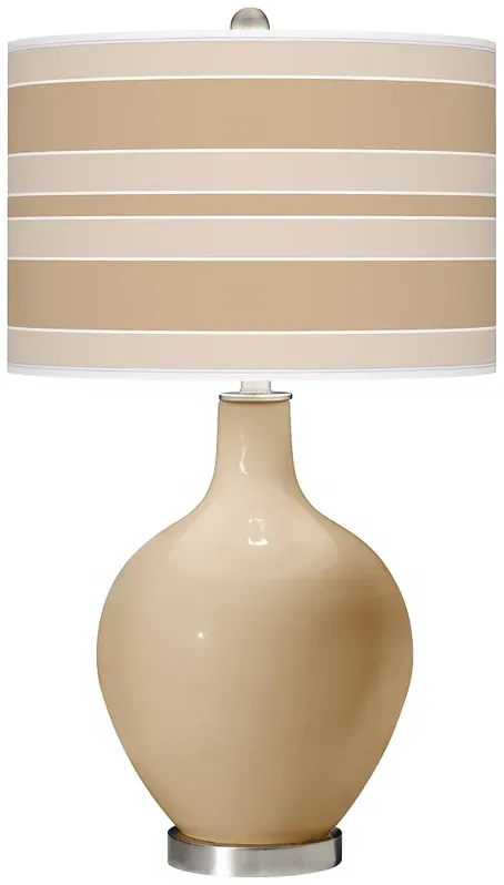 Color Plus Ovo 28 1/2" Bold Stripe Shade Colonial Tan Table Lamp