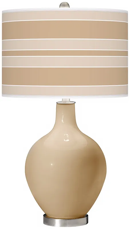 Colonial Tan Bold Stripe Ovo Table Lamp