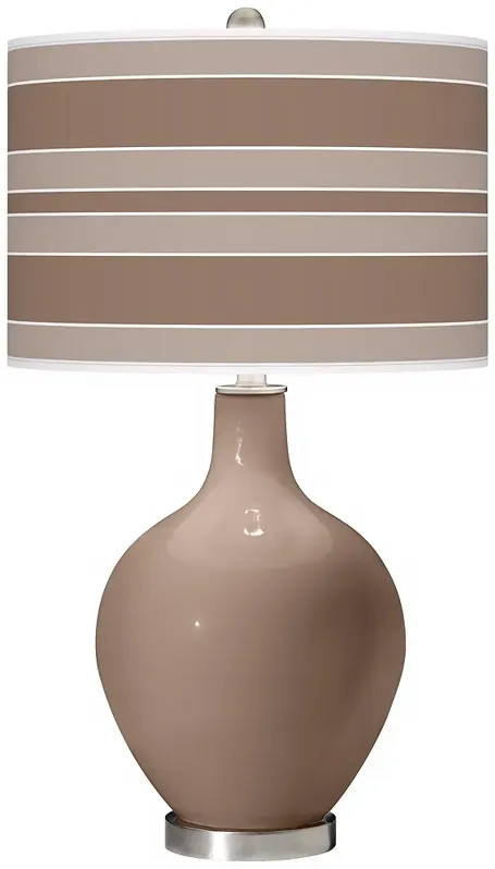 Color Plus Ovo 28 1/2" Bold Stripe Shade Mocha Brown Glass Table Lamp