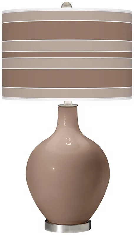 Mocha Bold Stripe Ovo Table Lamp
