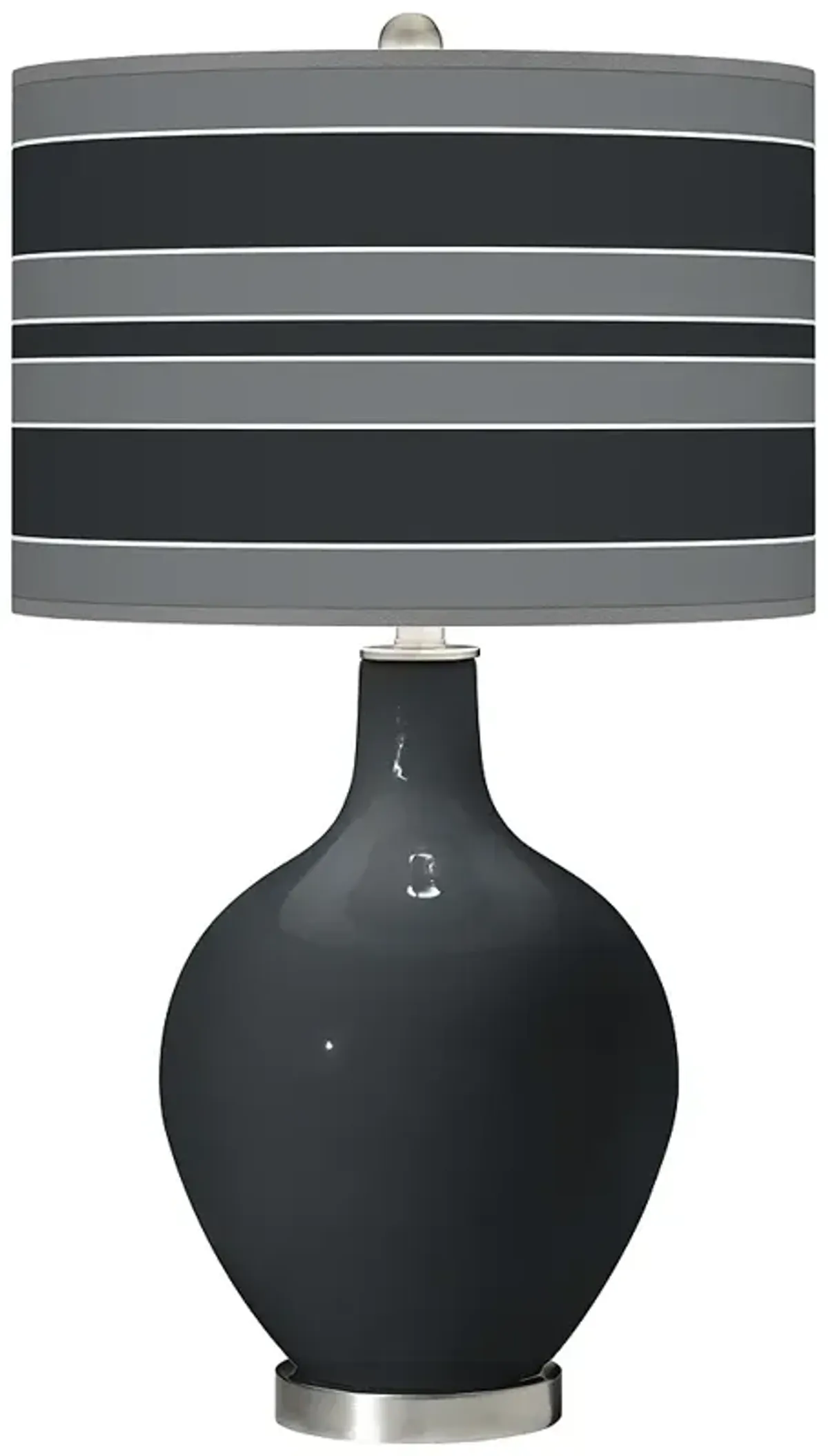 Color Plus ovo 28 1/2" Bold Stripe Shade Night Black Glass Table Lamp