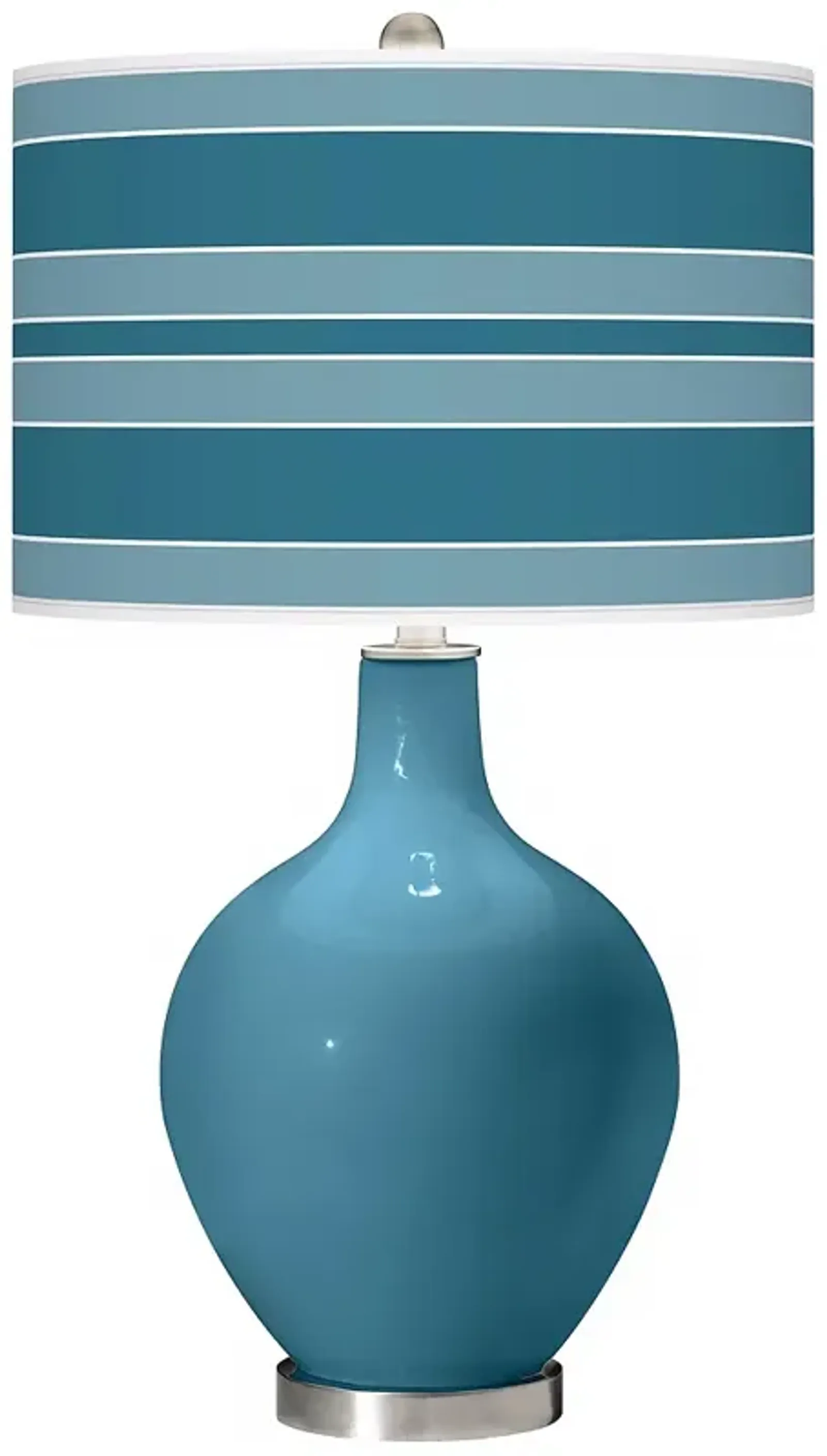 Color Plus Ovo 28 1/2" Bold Stripe Shade Great Falls Blue Table Lamp