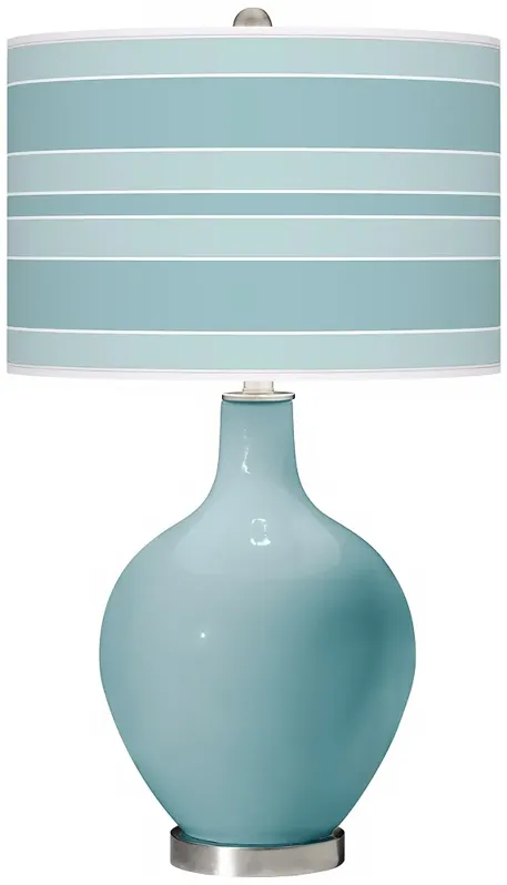 Color Plus Ovo 28 1/2" Bold Stripe Shade Raindrop Blue Table Lamp