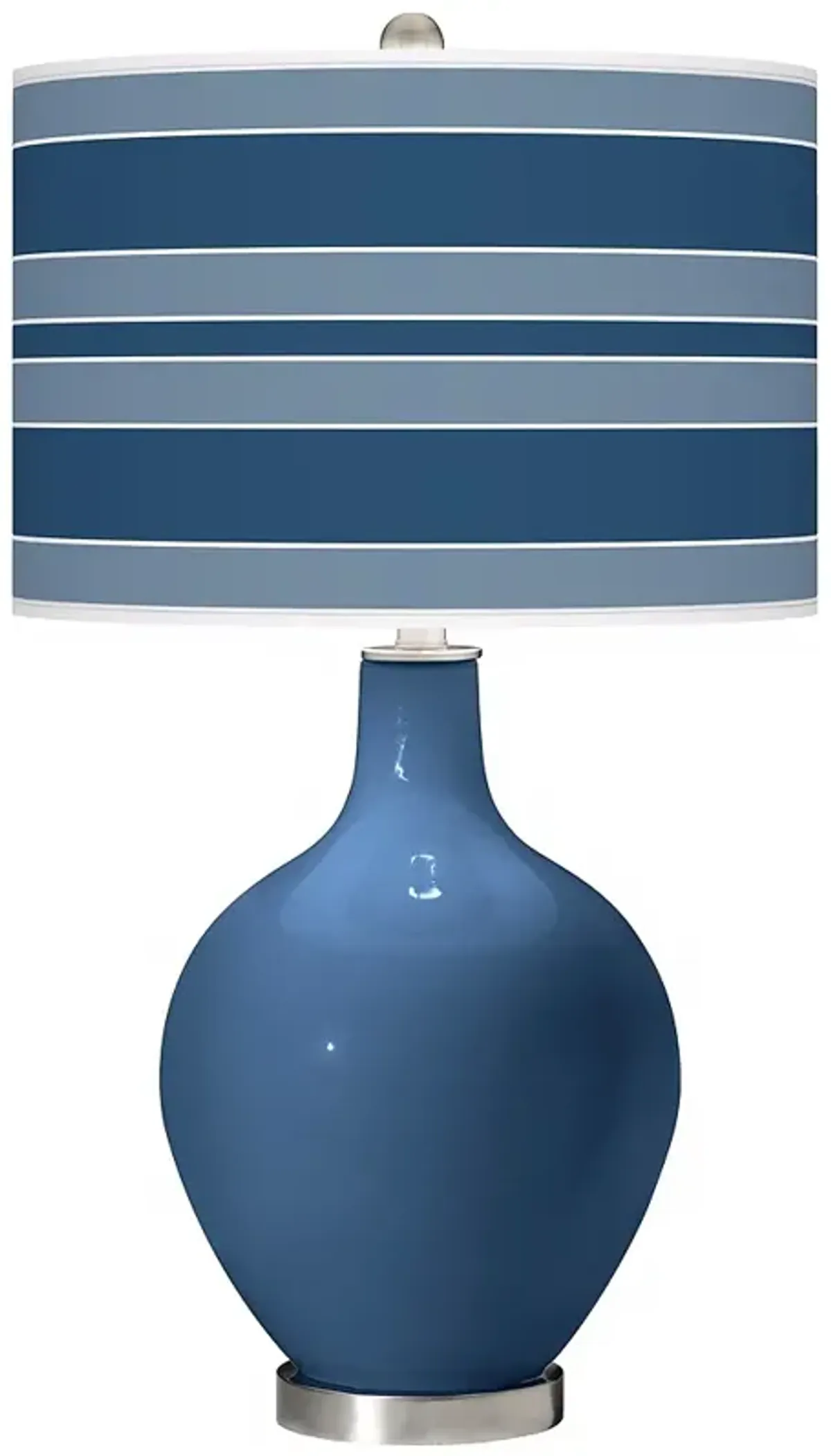 Color Plus Ovo 28 1/2" Bold Stripe Shade Regatta Blue Table Lamp