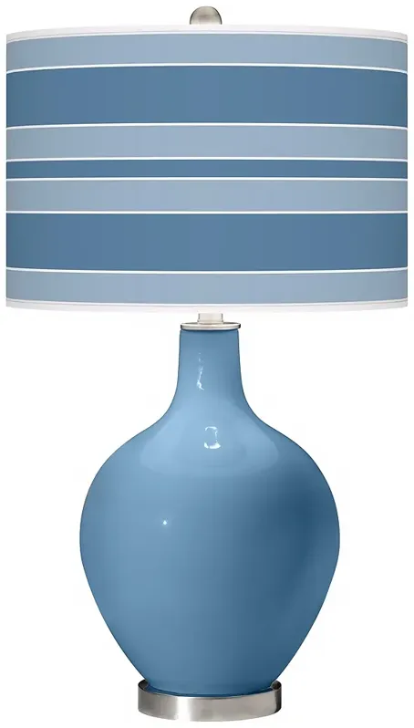 Color Plus Ovo 28 1/2" Bold Stripe Shade Secure Blue Table Lamp