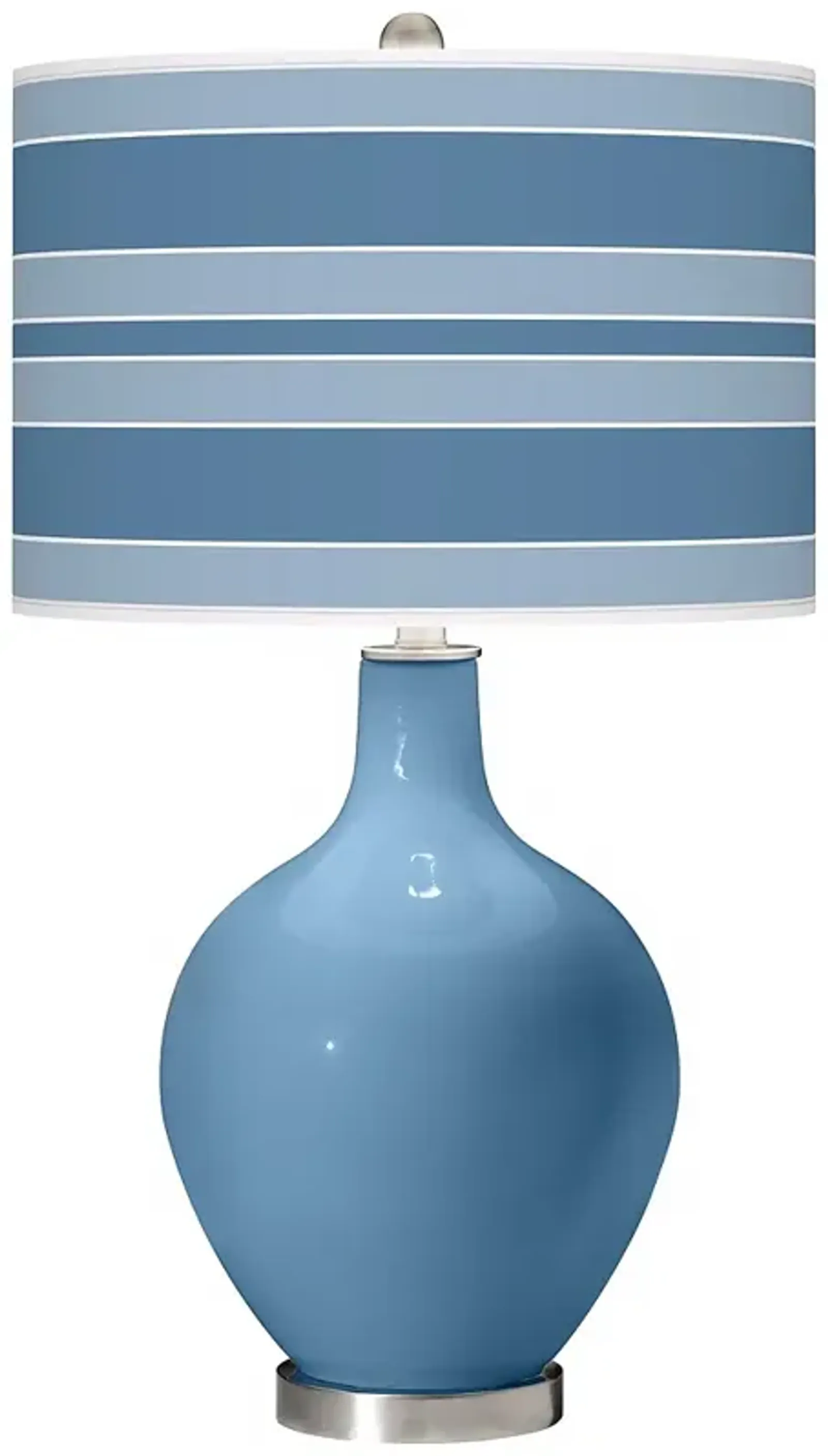 Color Plus Ovo 28 1/2" Bold Stripe Shade Secure Blue Table Lamp