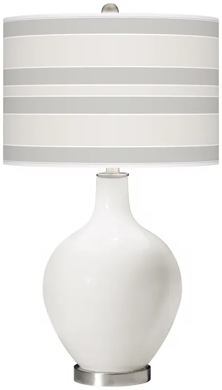 Color Plus Ovo 28 1/2" Bold Stripe Shade Winter White Table Lamp