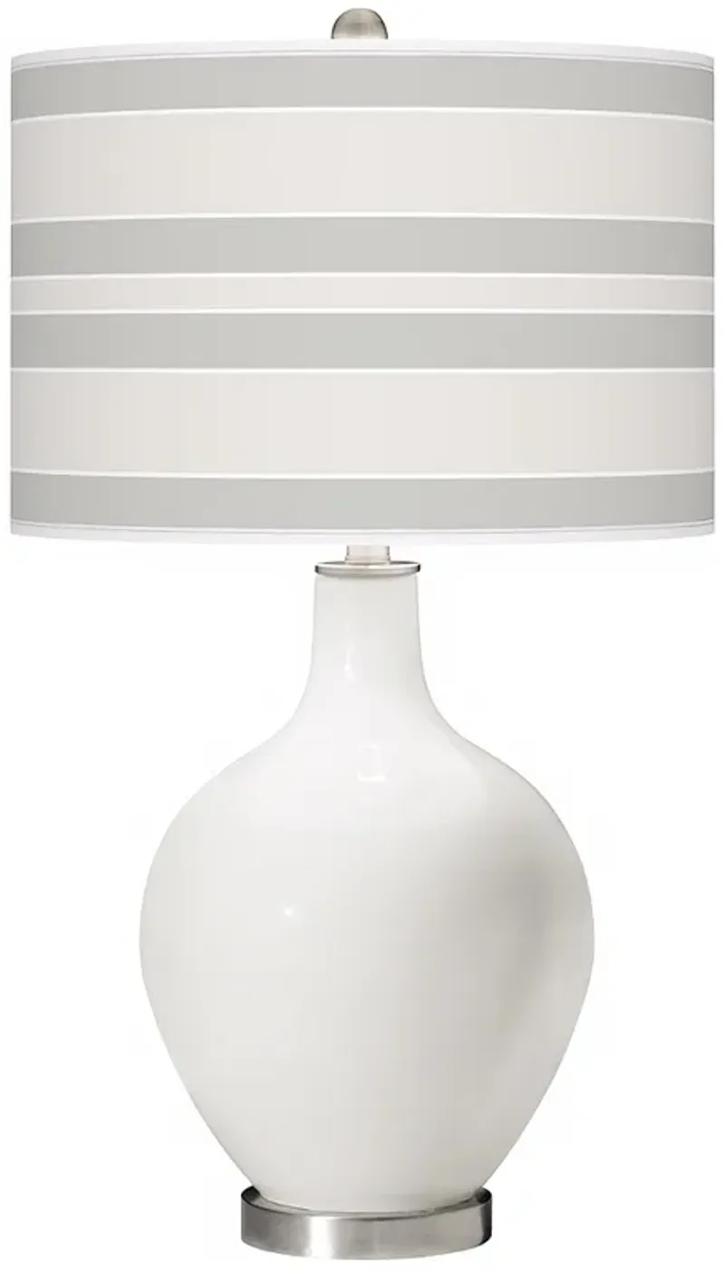 Winter White Bold Stripe Ovo Table Lamp