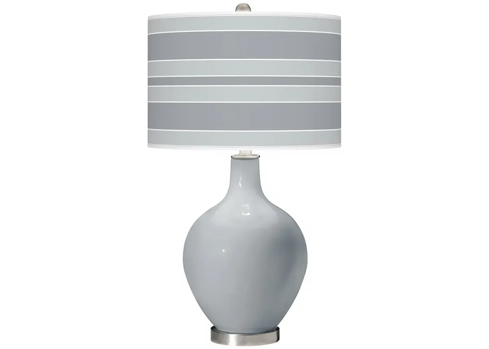 Color Plus Ovo 28 1/2" Bold Stripe Shade Uncertain Gray Table Lamp