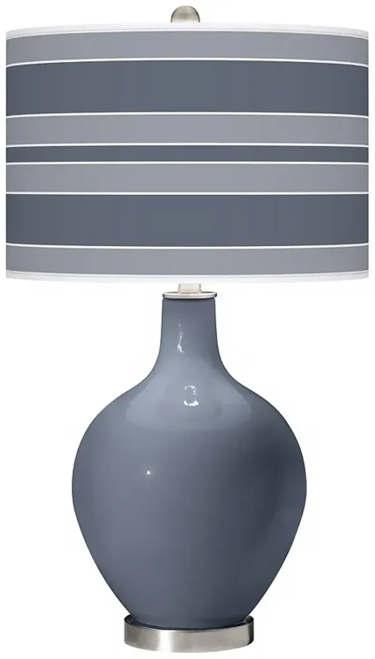 Color Plus Ovo 28 1/2" Bold Stripe Shade Granite Peak Gray Table Lamp
