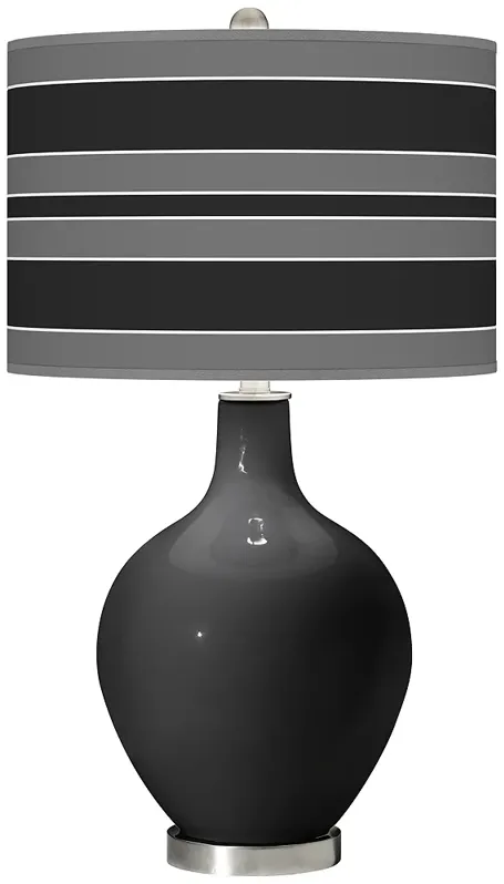 Color Plus Ovo 28 1/2" High Bold Stripe Shade Tricorn Black Table Lamp