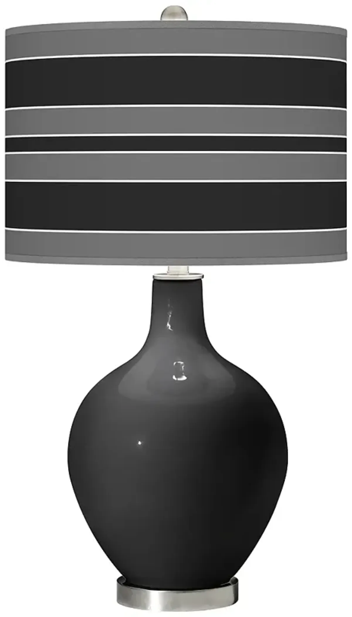 Color Plus Ovo 28 1/2" High Bold Stripe Shade Tricorn Black Table Lamp