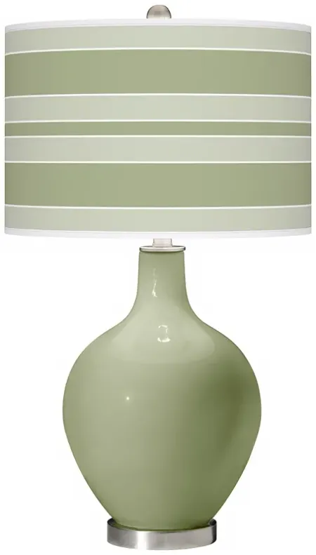 Color Plus Ovo 28 1/2" Bold Stripe Shade Majolica Green Table Lamp