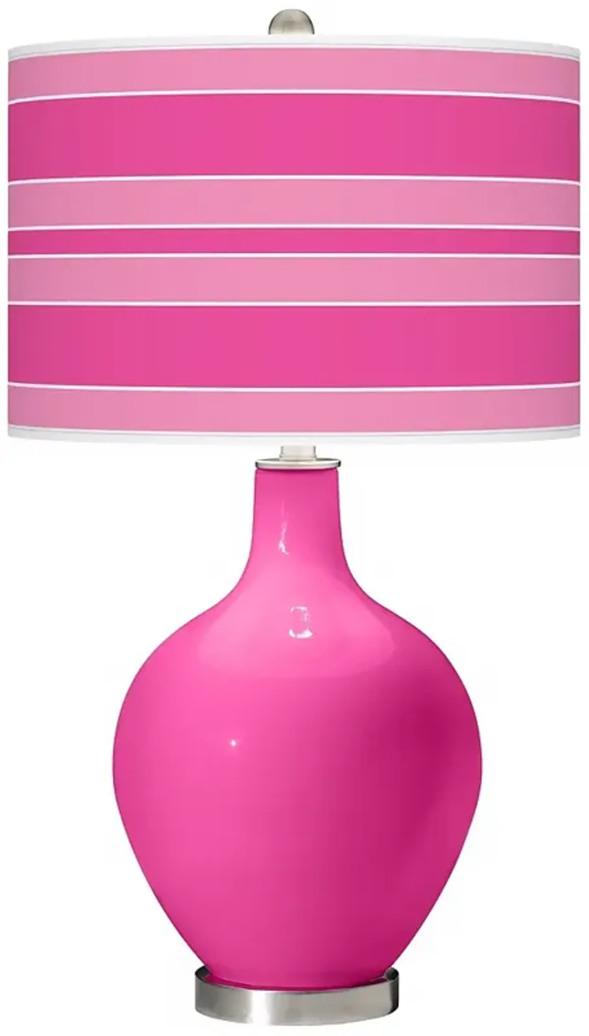 Color Plus Ovo 28 1/2" Bold Stripe Shade Fuchsia Pink Table Lamp