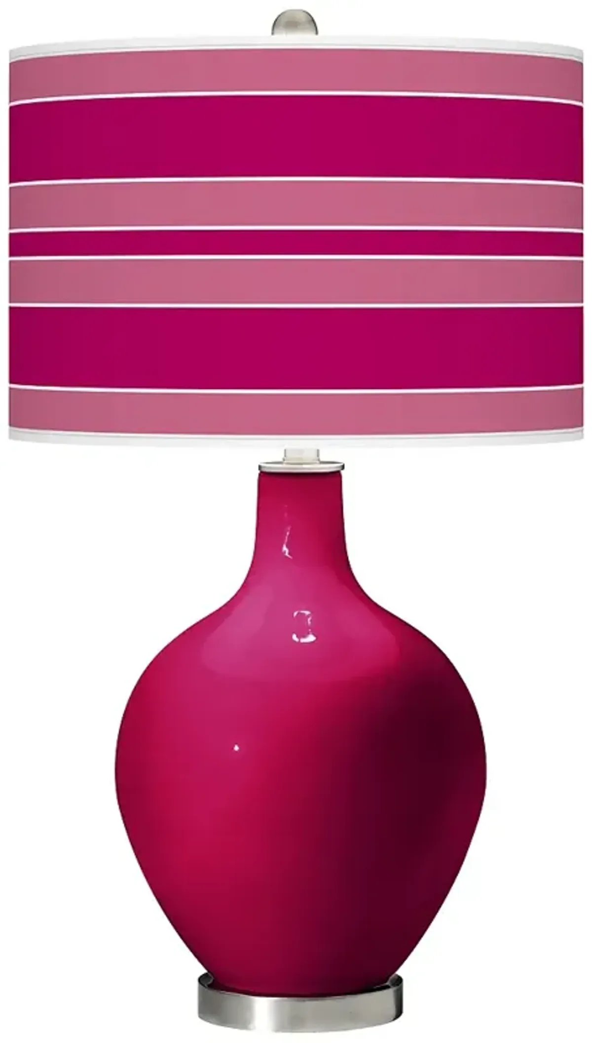 Color Plus Ovo 28 1/2" Bold Stripe French Burgundy Red Table Lamp