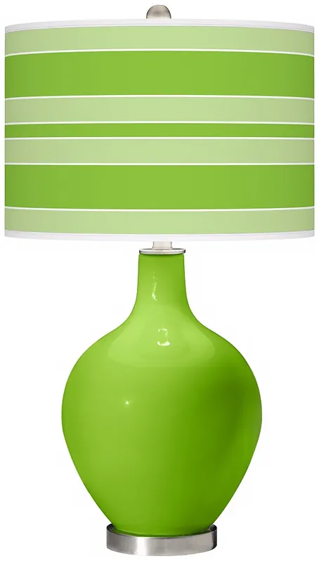 Neon Green Bold Stripe Ovo Table Lamp