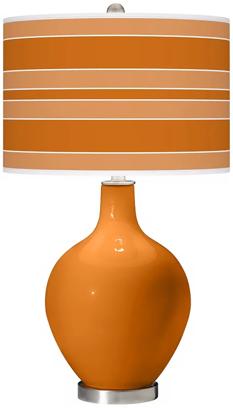 Color Plus ovo 28 1/2" Bold Stripe Shade Cinnamon Spice Table Lamp
