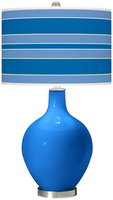 Royal Blue Bold Stripe Ovo Table Lamp
