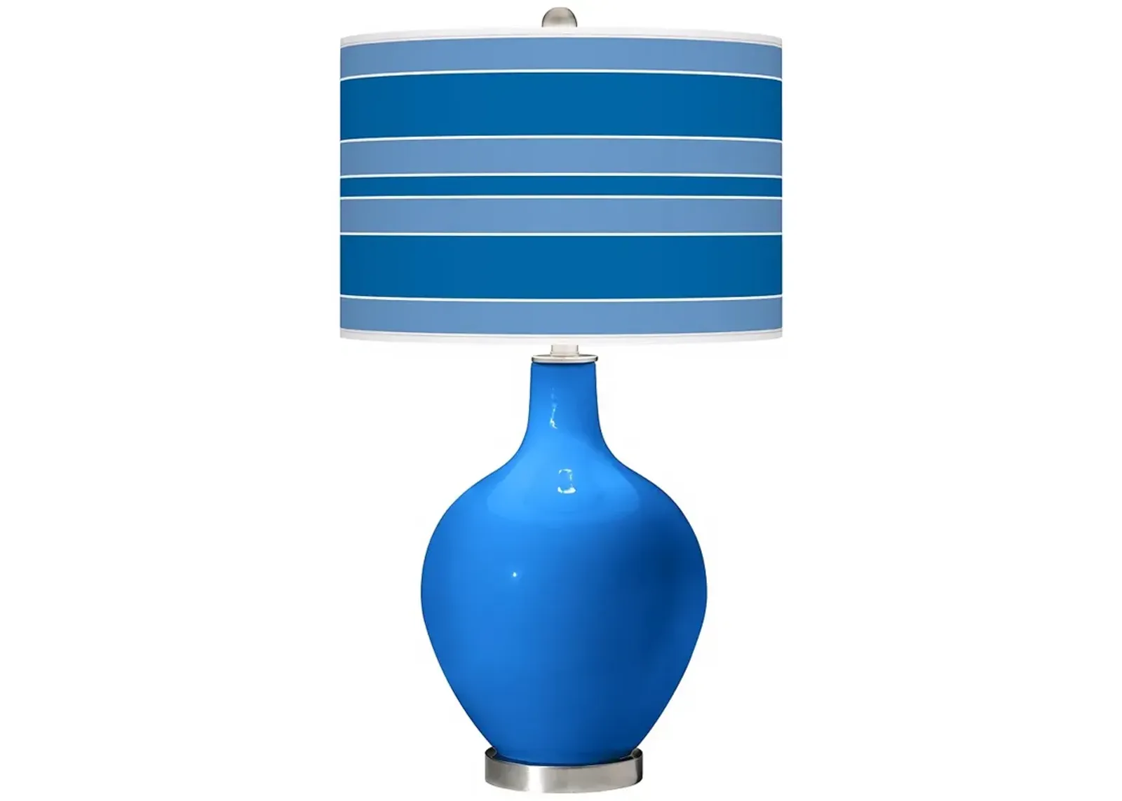 Color Plus Ovo 28 1/2" Bold Stripe Shade Coastal Royal Blue Table Lamp