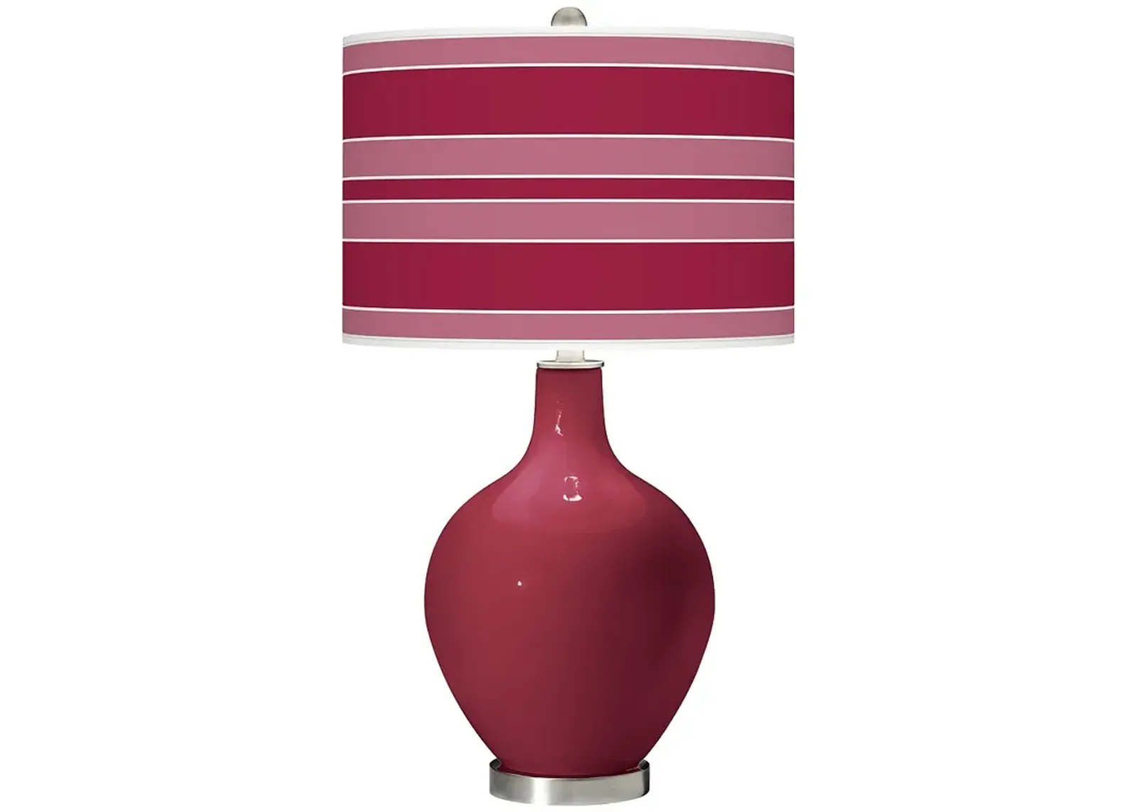 Color Plus Ovo 28 1/2" Bold Stripe Shade Antique Red Table Lamp