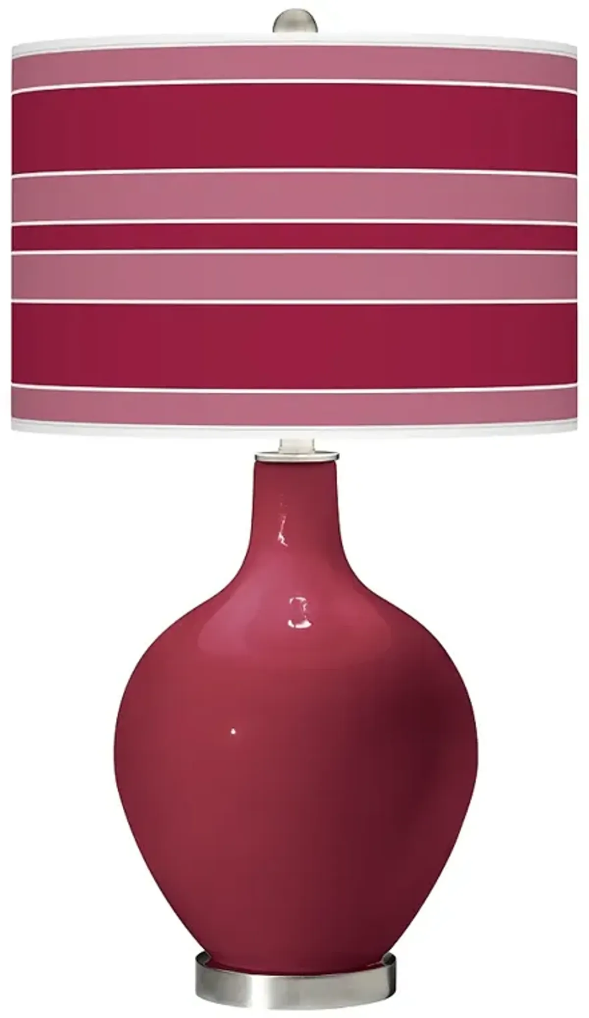 Color Plus Ovo 28 1/2" Bold Stripe Shade Antique Red Table Lamp