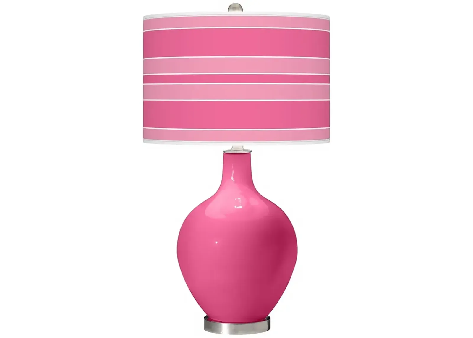 Color Plus Ovo 28 1/2" Bold Stripe Shade Blossom Pink Table Lamp