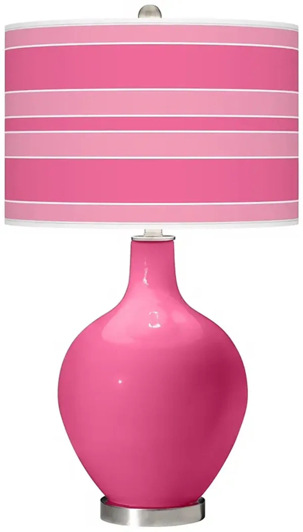 Color Plus Ovo 28 1/2" Bold Stripe Shade Blossom Pink Table Lamp