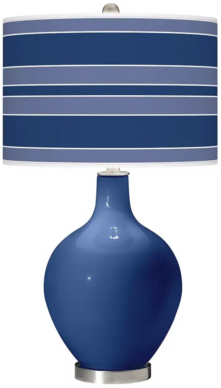 Color Plus Ovo 28 1/2" Bold Stripe Shade Monaco Blue Table Lamp