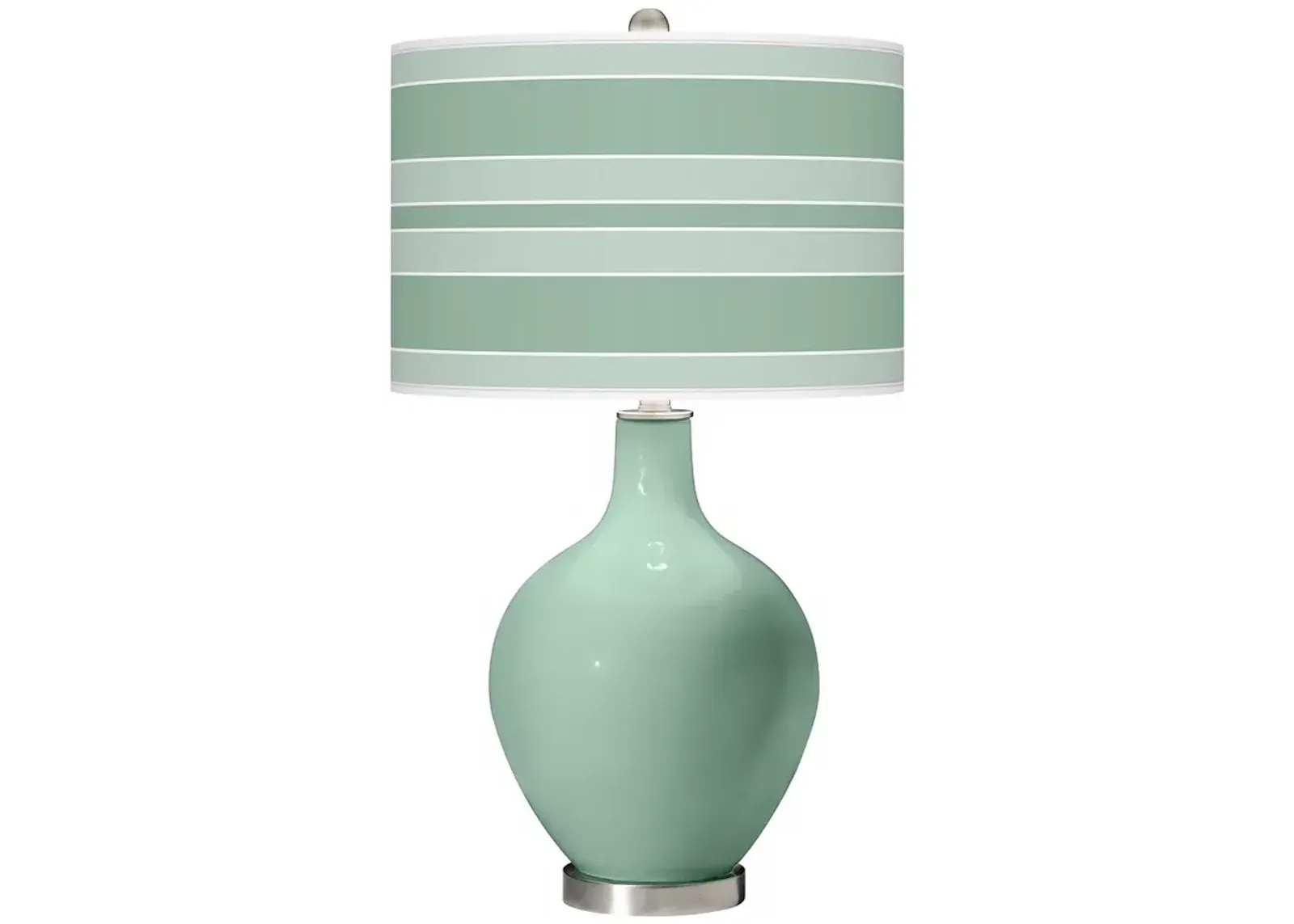 Color Plus Ovo 28 1/2" Bold Stripe Shade Grayed Jade Green Table Lamp