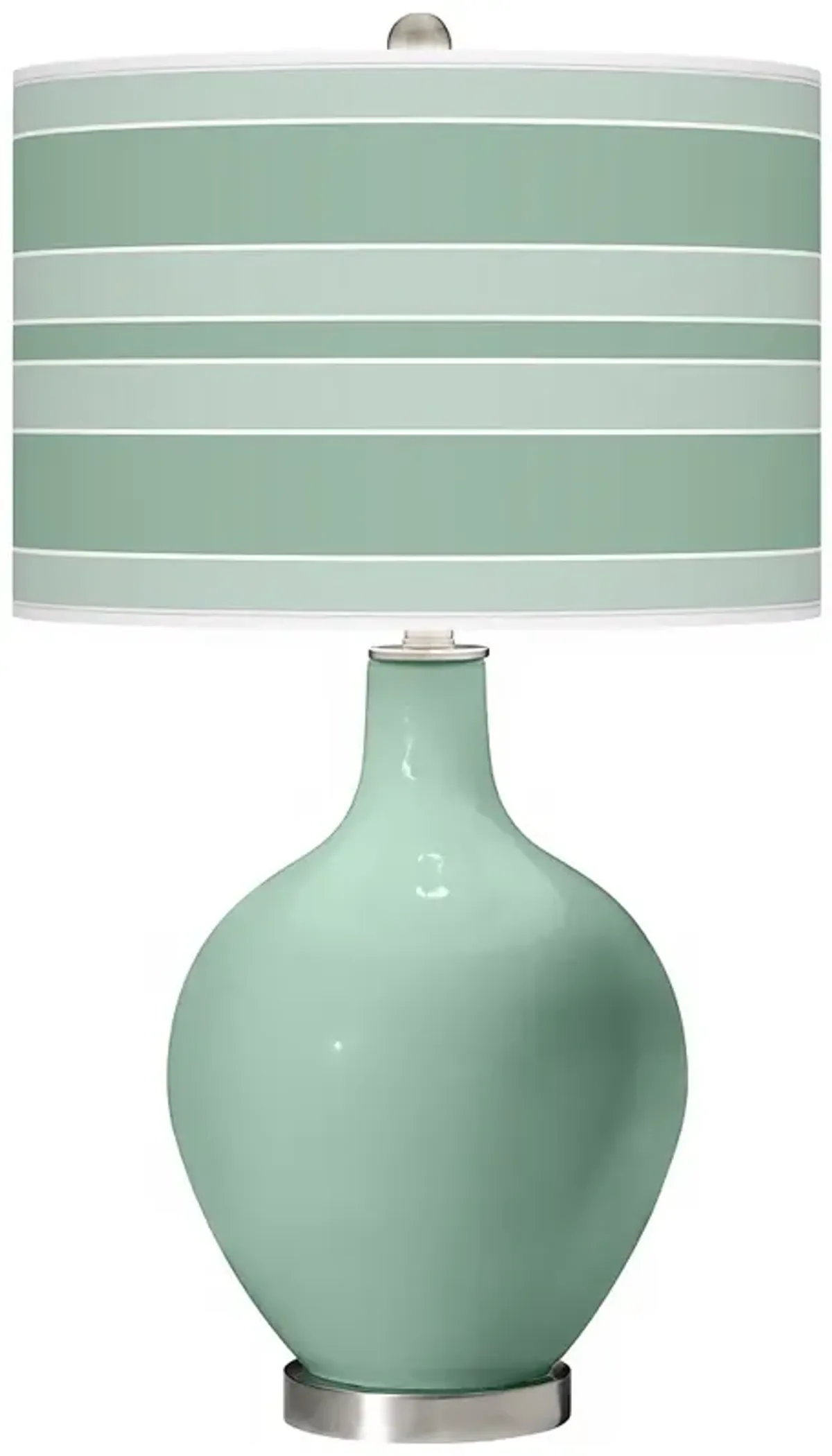 Color Plus Ovo 28 1/2" Bold Stripe Shade Grayed Jade Green Table Lamp