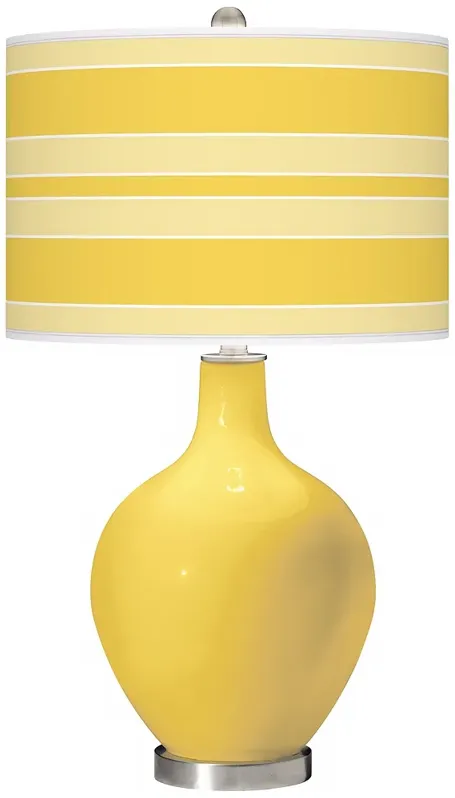 Color Plus Ovo 28 1/2" Bold Stripe Shade Lemon Zest Yellow Table Lamp