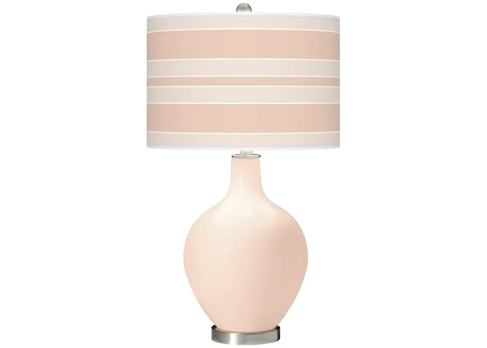 Color Plus Ovo 28 1/2" Bold Stripe Shade Linen Pink Table Lamp