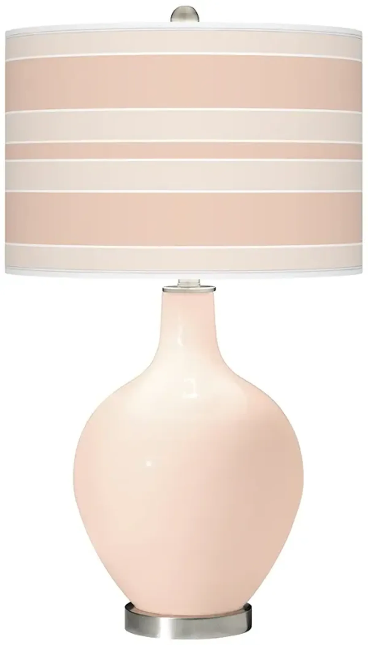 Color Plus Ovo 28 1/2" Bold Stripe Shade Linen Pink Table Lamp