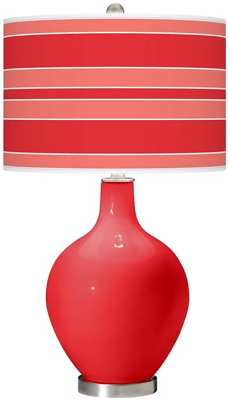 Color Plus Ovo 28 1/2" Bold Stripe Shade Poppy Red Table Lamp