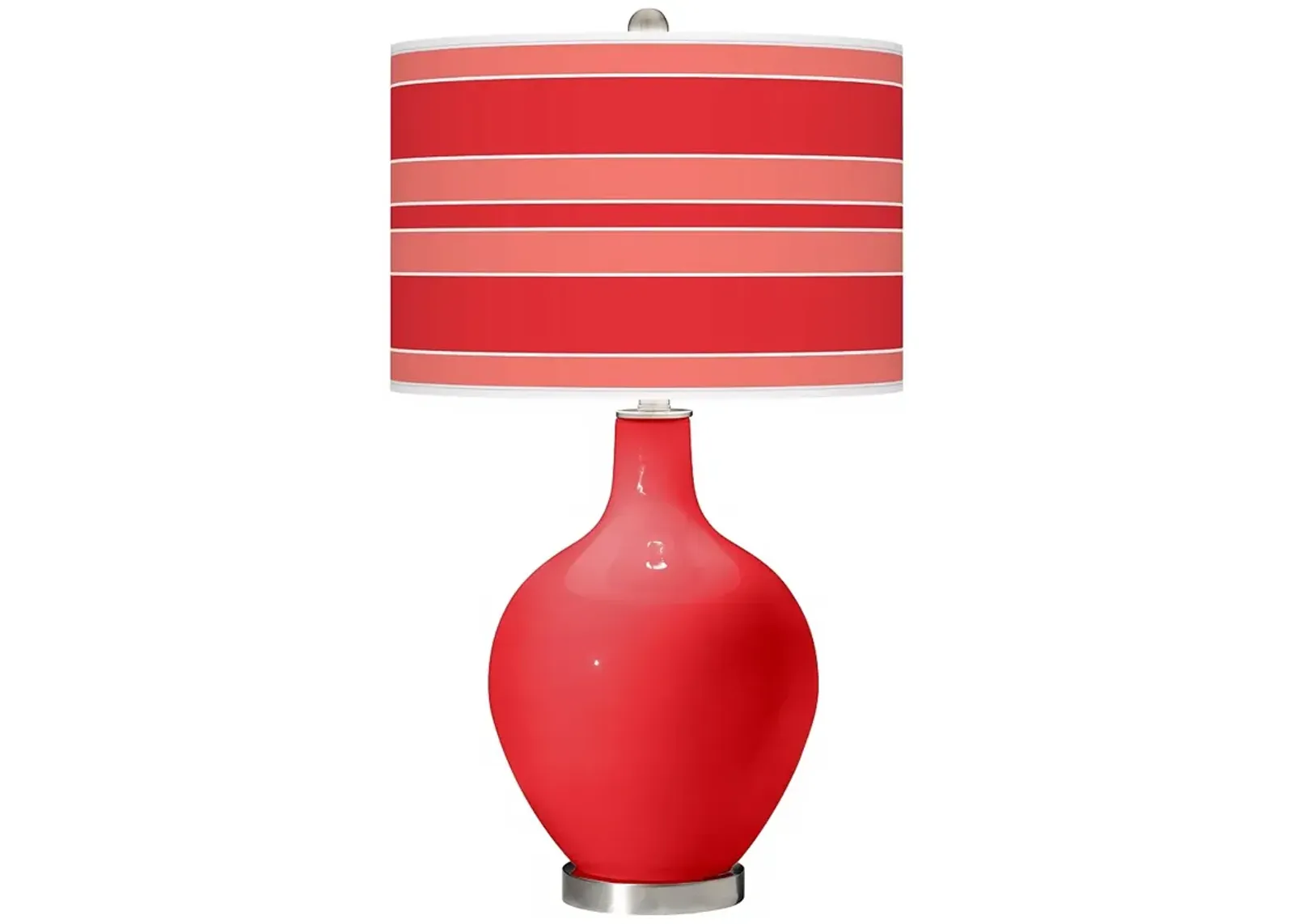 Color Plus Ovo 28 1/2" Bold Stripe Shade Poppy Red Table Lamp