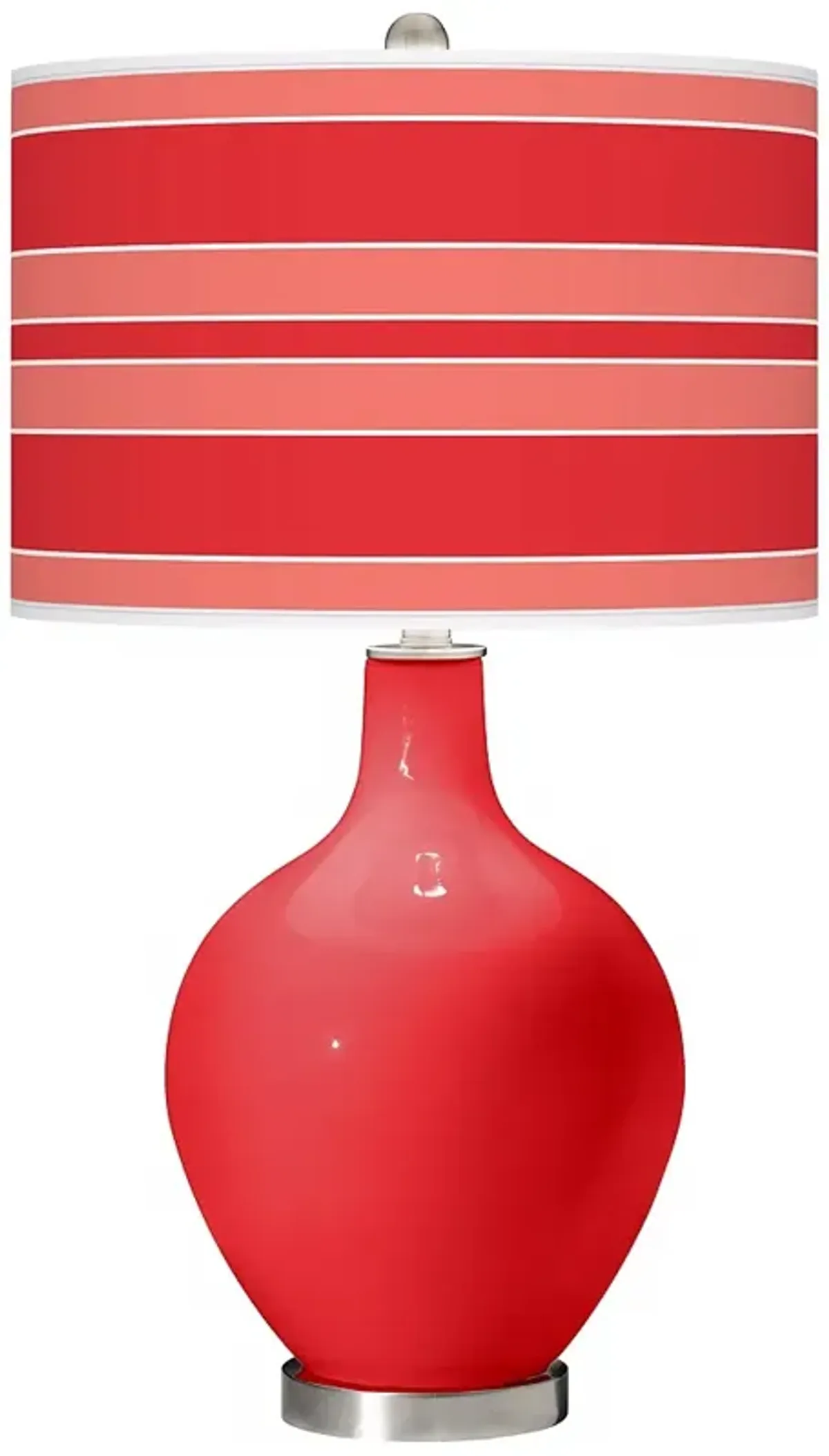 Color Plus Ovo 28 1/2" Bold Stripe Shade Poppy Red Table Lamp