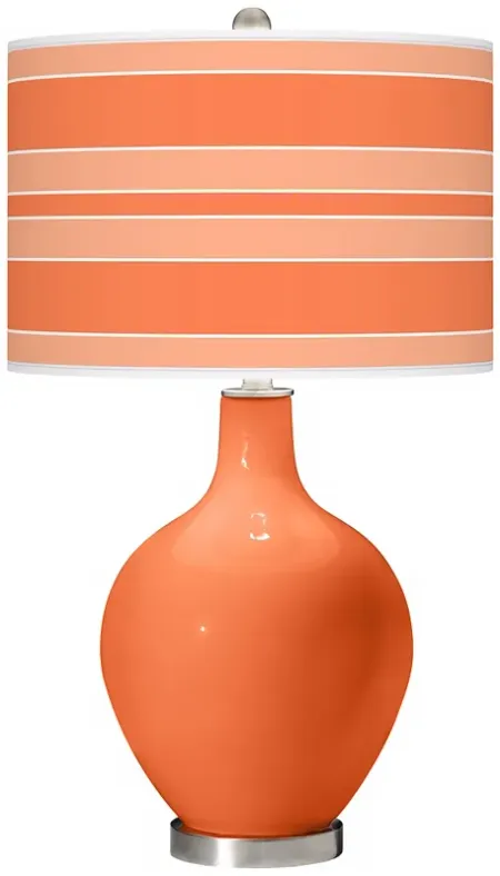 Color Plus Ovo 28 1/2" Bold Stripe Shade Nectarine Orange Table Lamp
